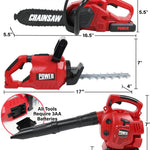 TeganPlay Power Garden Tools Set for Kids Battery Operated Toy Leaf Blower, Hedge Trimmer and Chainsaw Pretend Play for Boys Girls