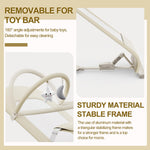 3-in-1 Portable Baby Bouncer & Rocker Chair for Newborn to Toddler - 4 Adjustable Recline Positions, Breathable Cotton Fabric, Natural Vibration, Supports Up to 33 lbs (Oatmeal Khaki)