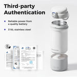 WONDBORN Portable Bottle Warmer for Travel, Dishwasher Safe, 3X Faster & Even Heating, 8 Feeds per Charge, 17oz, 1℉ Precise Adjust, Thaw, Keep Warm, Use While Charging, for Breastmilk & Formula