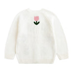 Simplee kids Baby Sweater Beige Girl Sweater Knitted Cardigan for Toddler 1-9Years Spring Kids Solid Jacket Beige