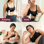Momcozy Mesh Support Pumping Bra Hands Free Suitable for 36C-44G, Comfortable Plus Size Pumping and Nursing Bra in One Black