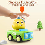 iPlay, iLearn Press Go Car Toys for Toddlers 1-3, Baby Animal Race Cars, Infant Play Car Set, Push Go Friction Dino Car for 6-9-12-18 Month, 1st Birthday Gift Easter Stuffer for 1-2 Years Old Boy Kid