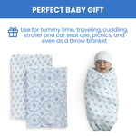 Delta Children 100% Cotton Muslin Baby Receiving Blankets for Girls and Boys – 47x47 Inches (Pack of 2), Blue Botanicals