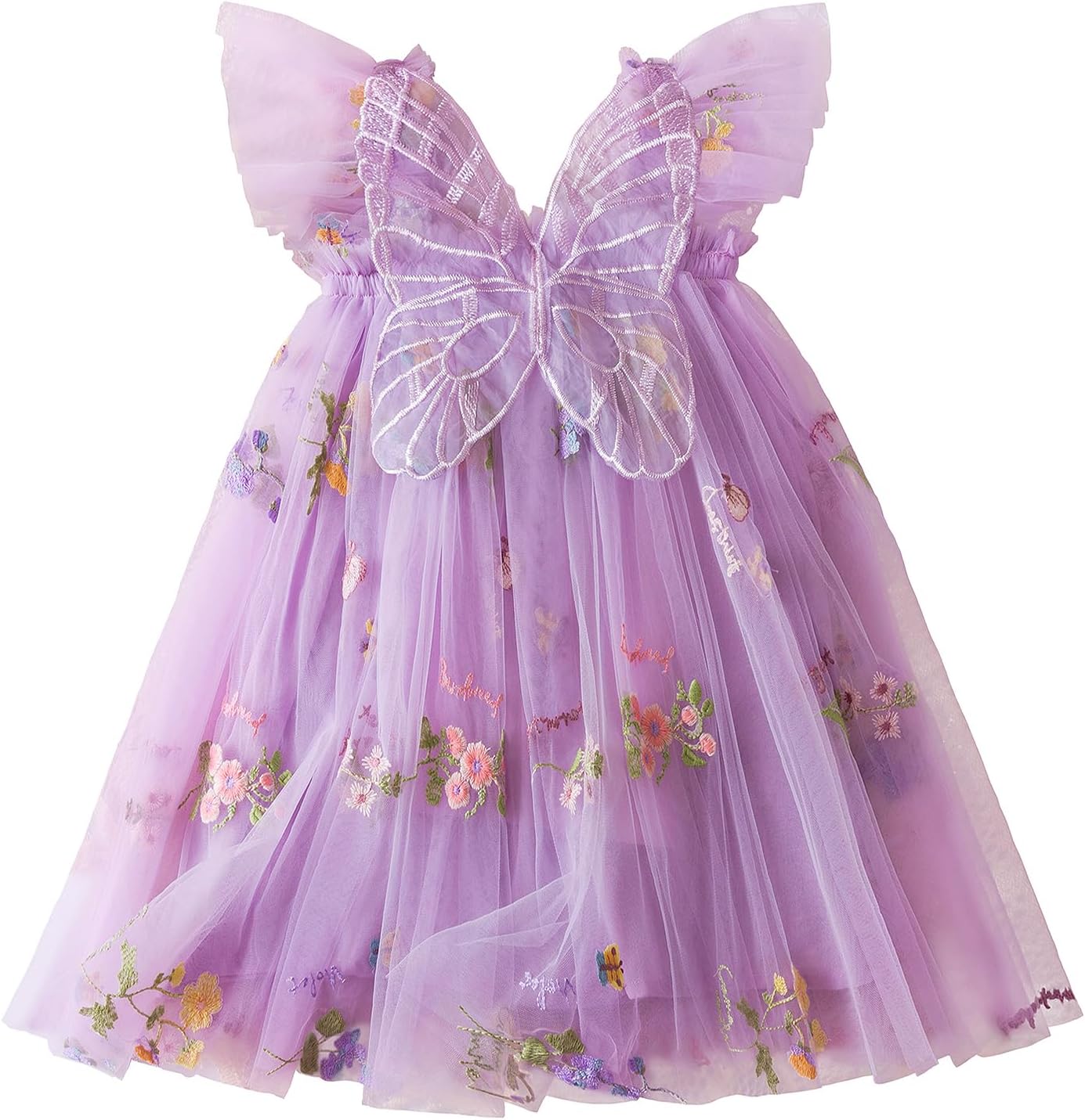 NNJXD Baby Girl Tulle Dress Casual Flower Embroidery Toddler Dresses