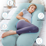 Meiz Pregnancy Pillow, Cooling Pregnancy Pillows for Sleeping, Maternity Pillow for Pregnant Women, Pregnancy Body Pillow with Cooling Jersey Cover, Green