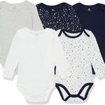 HonestBaby baby-boys 5-pack Long Sleeve Bodysuits One-piece 100% Organic Cotton for Infant Baby Boys