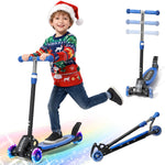 Kick Scooter for Kid 3-5 5-7,LED Lighted 3 Wheels,Folding Scooter, Lean to Steer,Adjustable Height,Widen Anti-Slip Deck, Heavy Duty Metal Toddler Scooters for Boys Girls 3-8 up to 150 LBs