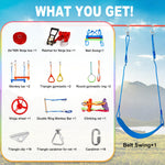 50ft Ninja Warrior Obstacle Course for Kids with Swing, Ninja Course for Kids Outside with 11 Accessories--Trapeze Swing, Climbing Net, Rope Ladder, Outdoor Playset with Monkey Bars
