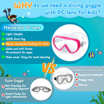 Kids Swim Mask 180° Snorkel Diving Mask, Anti-Fog Child Swim Goggles with Nose Cover No-Leak Swimming Goggles Anti-Shattered Lens for Youth 4-15 (Pink)