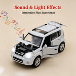Toy Cars Diecast Car Models Soul Hatchback Model Cars,Pull Back Cars,Boxy Car Toy with Sound and Light for 3+ Year Old Boys(White)
