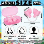 Soulchen 2 Pcs Swimming Nose Plugs Silicone Waterproof Painless Swim Nose Clip with Storage Box for Adults Kids Men Women Beginners(Kids,Pink)