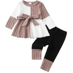 Kucnuzki 2T 3T Girl Clothes Long Sleeve Pink Shirts Knit Pants Black Leggings Little Girl 2 Piece Cute Outfit Toddler Fall Winter Clothes