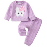 Kucnuzki Baby Girl Fall Winter Clothes Purple Crewneck Sweatshirt Plain Long Sleeve Shirts Cute Tops Baby Pants 12 18 Months Girl Clothes Toddler Outfit
