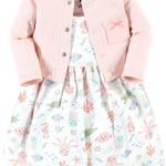 Hudson Baby Baby Girls' Cotton Dress and Cardigan Set