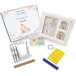 Co Little Baby Handprint & Footprint Kit (Date & Name Stamp) Clay Hand Print Picture Frame for Newborn - Best New Mom Gift - Foot Impression Photo Keepsake for Girl & Boy - White Feet Imprint Mold