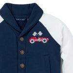 Janie and Jack Baby Race Car Shawl Collar Cardigan, BLUE, 0-3