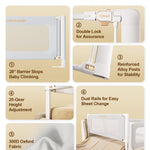 Bed Rails for Toddlers 3 Pack, Thickened & Reinforced Baby Rail Guard with No-Nail Design, Height Adjustable Toddler Rails for King Size, Kids Safety Bed Side Rails,Grey (74.8x78.7x78.7in)