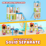 37-Piece Small Wooden Dollhouse, 3-Room DIY Doll House for Toddlers with 3 Movable Dolls, Dollhouse Furniture Accessories, Birthday Building Gift for Kids Ages 3-8 (8.15" L x 4.06" W x 9.17" H)