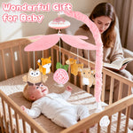 Playix Baby Crib Mobile with Music and Lights, Nursery Baby Mobile for Crib Bassinet with Remote Control, Rotation, Starlight Projection, Crib Toys for Babies Boys Girls Pink