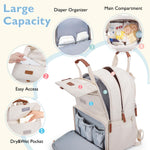 mommore Diaper Bag Backpack, Large Diaper Bag Expandable for 2 Kids/Twins, Durable Baby Bag with Changing Pad, Water Resistant Travel Diaper Backpack for Mom Dad