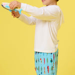 RUGGEDBUTTS Boys UPF50+ Stretch Swim Trunks - Gone Fishin, 3-6m Blue
