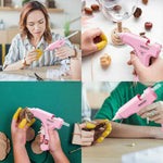 Amazzeo Mini Hot Glue Gun and Sticks Set 40pcs with 5 Fingers Safety Caps - Kids & Home Use Gun, Pistola De Silicona Caliente School Projects & Quick Repairs Small Glue Gun for Crafts