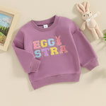 YINGISFITM Toddler Baby Girl Boy Easter Outfit Bunny Shirt Embroidery Long Sleeve Crewneck Sweatshirt Sweater Blouse Top (egg stra purple,12-18 Months)