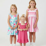 PATPAT 3 Packs Girl Toddler Dresses Sleeveless Flamingo Striped Toddler Casual Dresses 4-5 Years Multicoloured