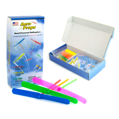The Original Aero Props - Flying Helicopter Prop Hand Spinner - Plastic Spin Copter Dragonfly Whirlybird STEM Toy - Made in The USA - Fun for All Ages - Multi Color - 10 Pack