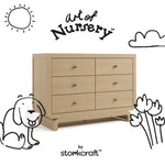 Storkcraft Santorini 6 Drawer Double Dresser (Driftwood) - GREENGUARD Gold Certified, Interlocking Drawer System, Dresser Drawer Organizer for Kids Bedroom