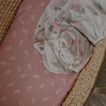 Gllquen Baby Bassinet Sheets 4 Pack, Breathable Cozy Fitted Mattress Sheet, Elastic Travel Crib Fashionable Floral Pattern, Standard Cradle Safe Sheets for Baby Boys Girls 32"x16"(Deer & Rose)