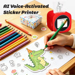 AI Voice Sticker Printer Box for Kids,Inkless Wireless Screen-Free Imagination Printer with Safe Paper Rolls,Portable Thermal Mini Sticker Maker Machine for DIY/Gift/Journal,For Home/School/ Office