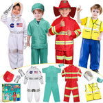LOYO Kids Role Play Dress Up Clothes for 3-8 Years Old Play, 4 Sets Astronaut/Doctor/Fireman/Construction Costume for Kids And Toddlers Boys Halloween Costumes