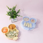 Altibrant Toddler Fun Plate,Baby Fish Silicone Plate,Self Feeding Training Divided Plates Dish