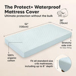 2-Pack Waterproof Crib Mattress Protector Cover Fitted - Quiet Baby Crib Mattress Pad Sheets, 52" x 28" Soft Quilted Cotton Baby Sheet, Machine Washable, Easy Fit, Durable (Frost/Mavy)