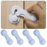 Cabinet Door Locks for Baby Proofing and Child Safety, 4 Pack Childproof Cabinet Locks with Adhesive for Drawer Cupboards Fridge Closet and Pantry, Child Proof Latch for Protecting Kids (White-4PCS)