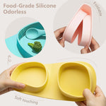 yahaa Toddler Plates Travel Essential on the go,Baby Plates with Forks and Spoons Self Feeding 6 months,Foldable,Silicone,BPA Free,Watermelon