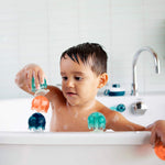Boon Jellies Suction Cup Bath Toys - Bathtub Baby Sensory Toys - Jellyfish Suction Toys for Bath Time - Navy/Coral - Baby and Toddler Bath Toys - 9 Count - Ages 12 Months and Up