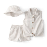 Carter's Girl 3-Piece Short Set, Tan/Ivory, 3M