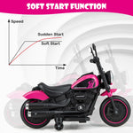 Costzon Toddler Motorcycle, 6V Battery Powered Electric Motorcycle with Detachable Training Wheels, Soft Start, Headlights & Music, Kids Motorcycle Ride on Toy for Toddlers Boys Girls 18+ Months(Pink)
