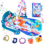 VZO Baby Gyms Play Mats, Infant Play Mat and Activity Gym, Baby Play Piano Gym Mat, Play Mats for Babies Newborns and Toddlers, Tummy Time Activity Mat Toys 0-3-6-12 Months (Blue)