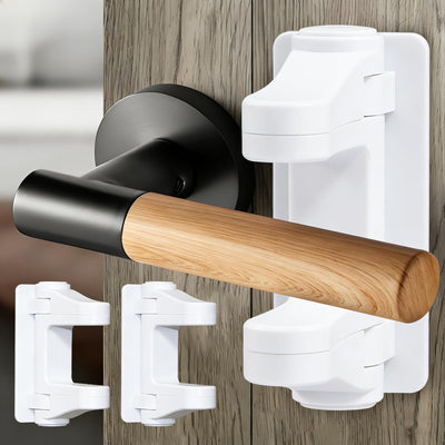 Door Handle Baby Proof, 2 Pack Door Locks for Kids Safety No Drilling, Strong 3M Adhesive Door Lever Lock Child Proof Cabinet Simple Install and No Tools Needed, White