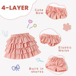 Neutocd Toddler Girls Skirt 4-Layer Ruffle Skort for School Summer Built in Shorts Cotton Skirts for Girls 18M-6Y
