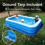Inflatable Pool for Adults 10' x 6' - Bundle (Ground Tarp and Electric Pump Included) - Easy Setup