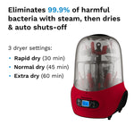 Baby Brezza Baby Bottle Sterilizer and Dryer Machine – Electric Steam Sterilization - Universal Fit - Pacifiers, Glass, Plastic, and Newborn Feeding Bottles, Red