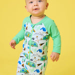 RUGGEDBUTTS Baby/Toddler Boy Swimsuit, One Piece Zipper Rash Guard Sunsuit with UPF 50+ Sun Protection - Blue Campfire Crew, 3-6m