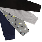 GLASH Kids Toddler Sweatpants, 4-Pack 3T Boys Fleece Joggers Black/Grey/Triangle/Navy