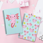 L1rabe 2 A5 Axolotl Spiral Notebooks Back to School Animal Mexican Walking Fish Lined Journal Notepads for Women Girls Cute Axolotl Pattern Exercise Book Students School Office Birthday Gifts