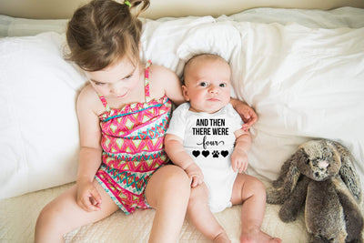 AW Fashions And Then There Were Four Baby Bodysuit Cute Newborn Boy Outfit Funny Baby Romper Girl Clothes (Newborn, White)
