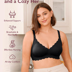 Momcozy Nursing Bras for Breastfeeding, Seamless Pregnancy Maternity Bra Wireless Classic Jelly Strip Support Nursing Bra Black